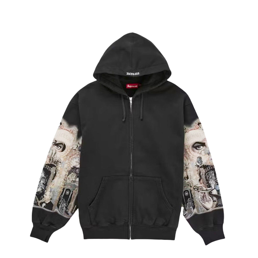 supreme michael jackson dangerous zip up hooded sweatshirt black- n-hype czarna bluza przód