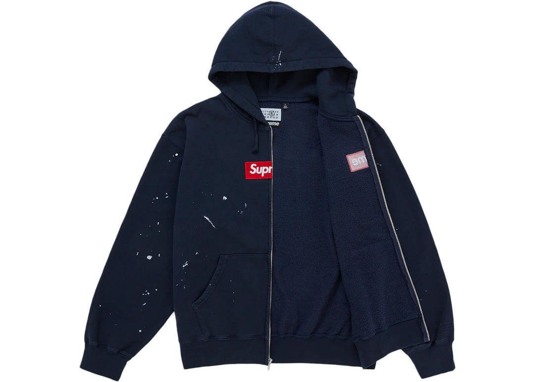 Supreme MM6 Maison Margiela Box Logo Zip Up Hooded Sweatshirt Navy - Granat - N-Hype