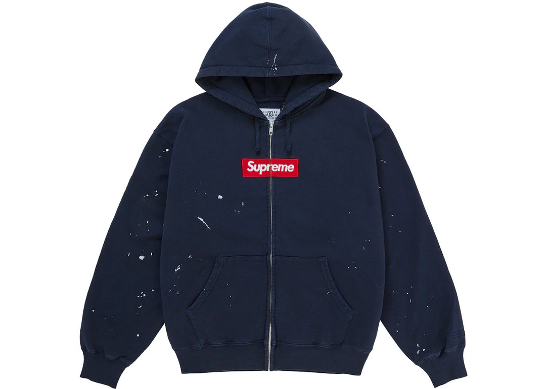 Supreme MM6 Maison Margiela Box Logo Zip Up Hooded Sweatshirt Navy - Granat - N-Hype