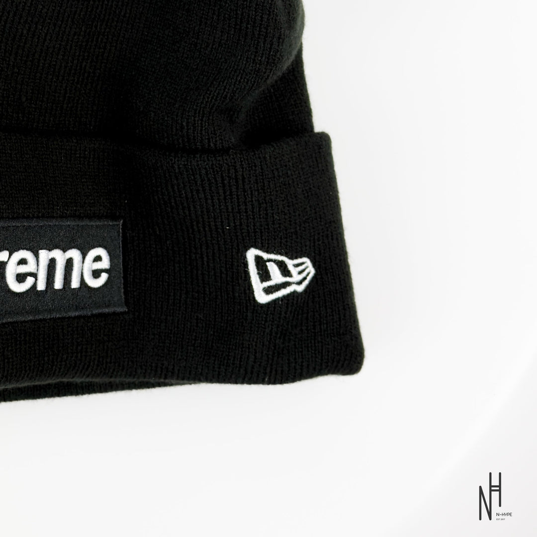 Supreme New Era Box Logo Beanie (FW25) Black N-Hype streetwear hat.