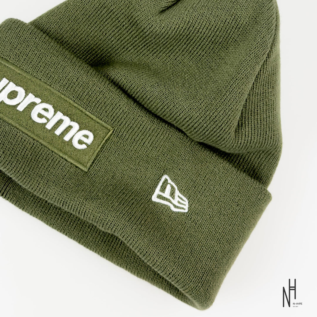 Supreme New Era Box Logo Beanie Light Olive N-Hype streetwear sklep