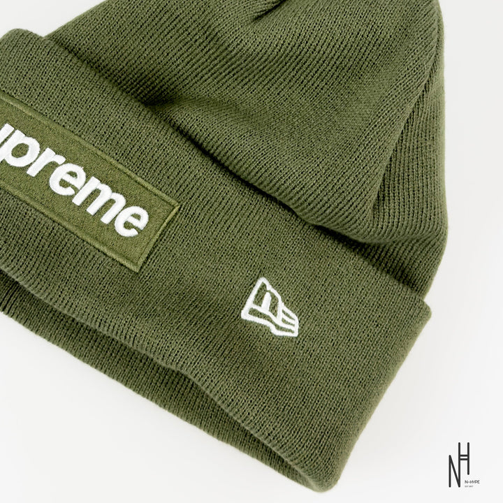 Supreme New Era Box Logo Beanie Light Olive N-Hype streetwear sklep
