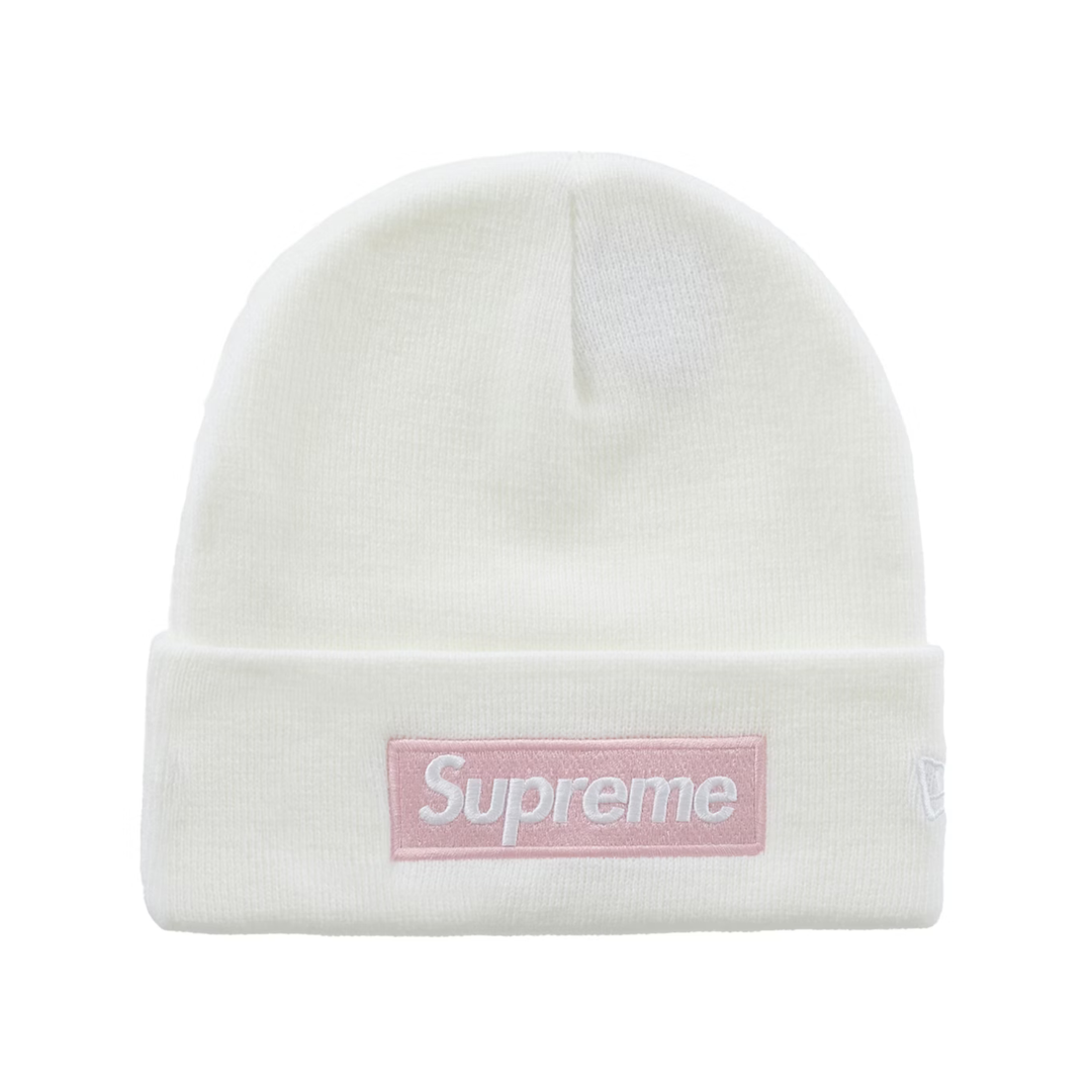 Supreme New Era Box Logo Beanie (FW25) White Pink - N-Hype