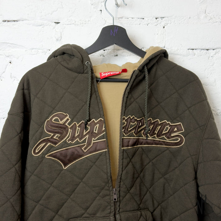 Supreme Quilted Zip Up Hooded Sweatshirt Dark Brown N-Hype