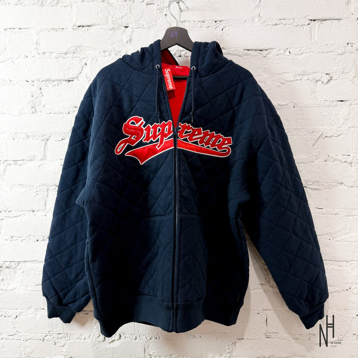 Supreme Quilted Zip Up Hooded Sweatshirt Navy męska N-Hype