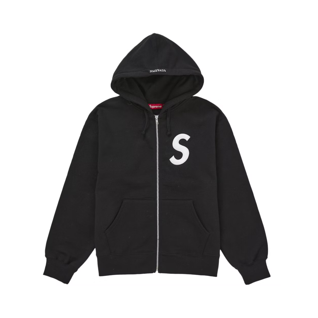 Supreme S Logo Zip Up Hooded Sweatshirt (FW25) Black - N-Hype