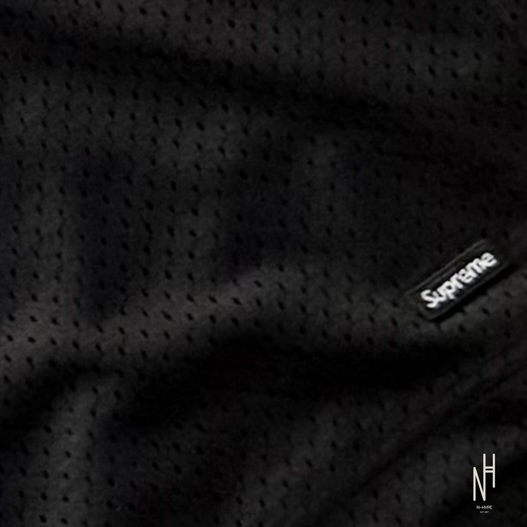 Supreme Small Box Baggy Mesh Shorts SS25 Black N-Hype streetwear fashion.
