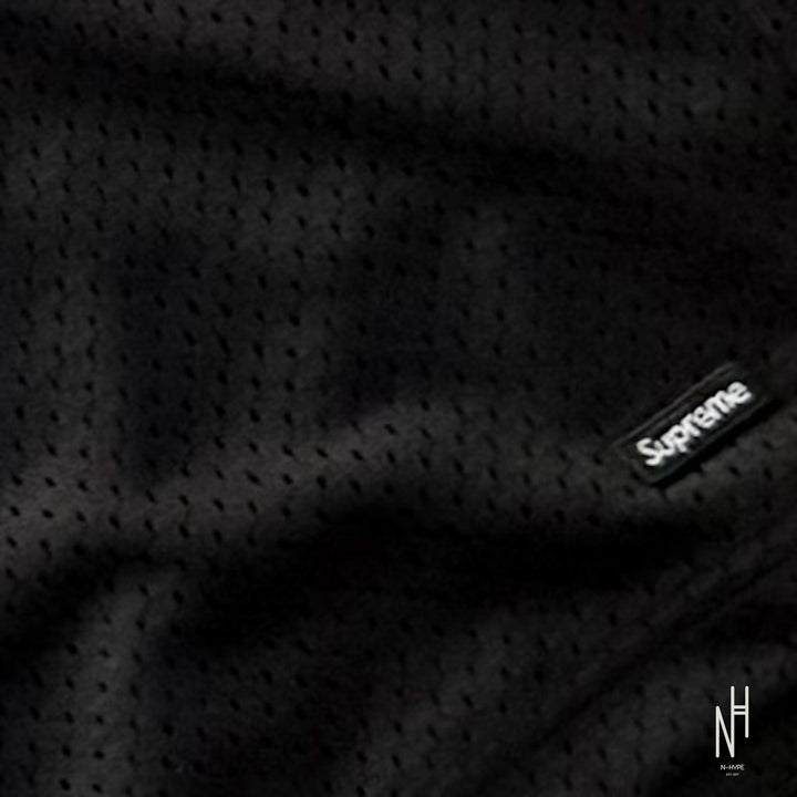 Supreme Small Box Baggy Mesh Shorts SS25 Black N-Hype streetwear fashion.