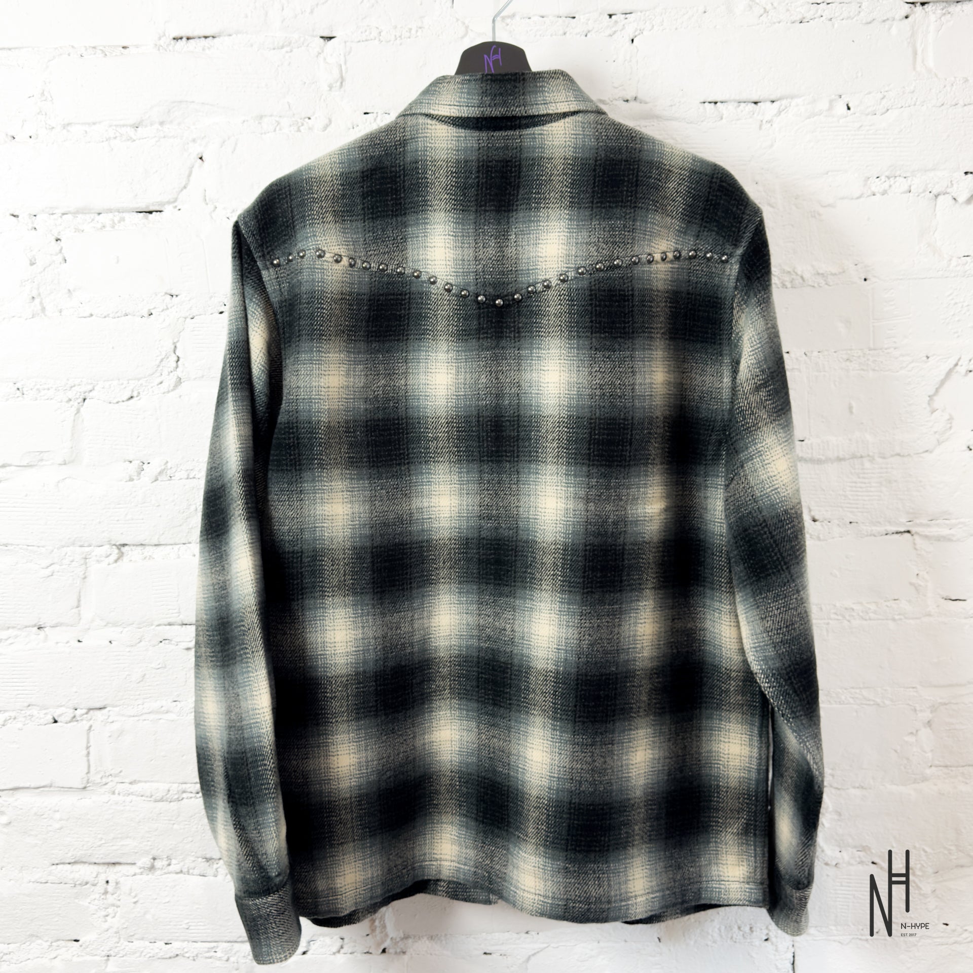 Supreme Studded Shadow Plaid Zip Up Shirt Black | N-Hype
