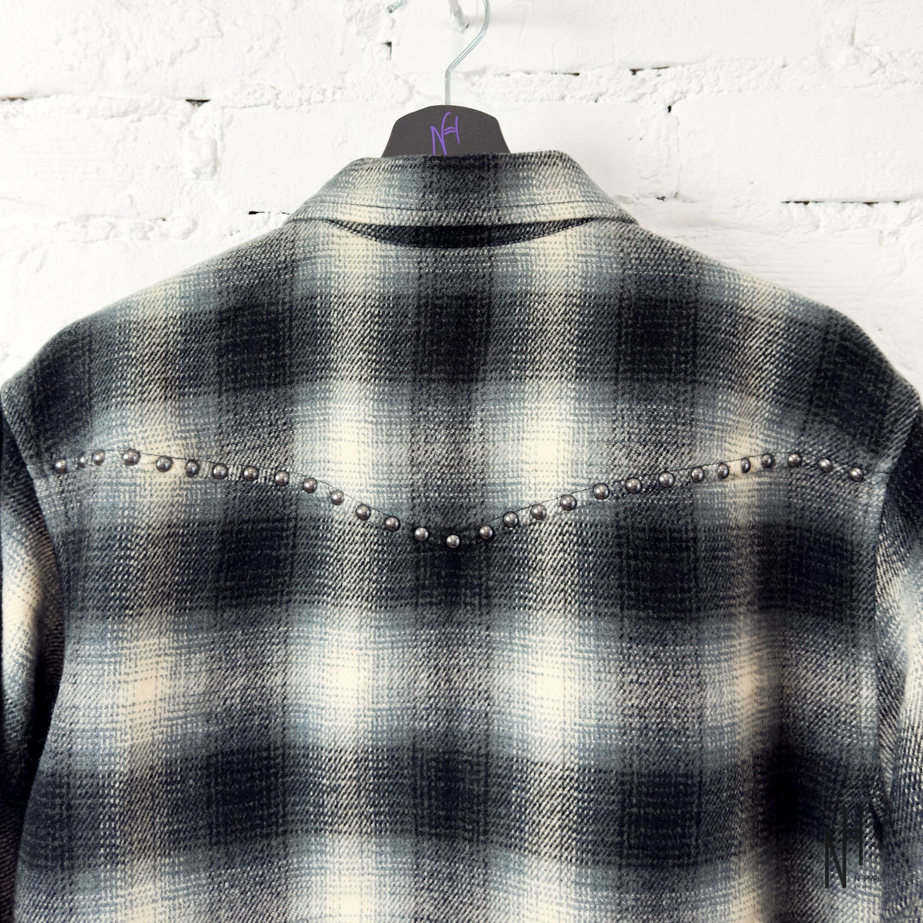 Supreme Studded Shadow Plaid Zip Up Shirt Black | N-Hype