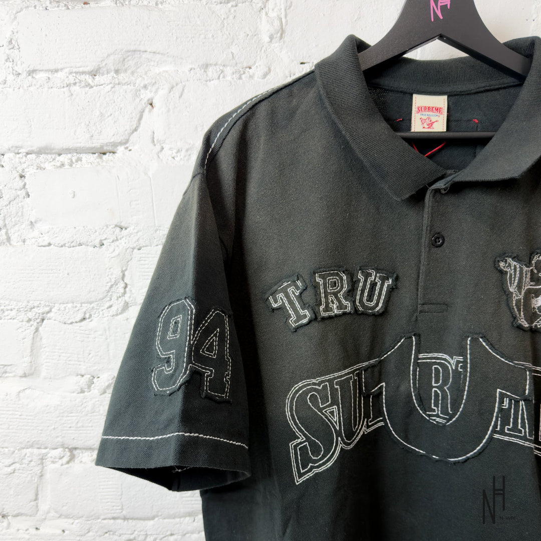 Supreme True Religion Applique Polo czarna koszulka męska N-Hype.