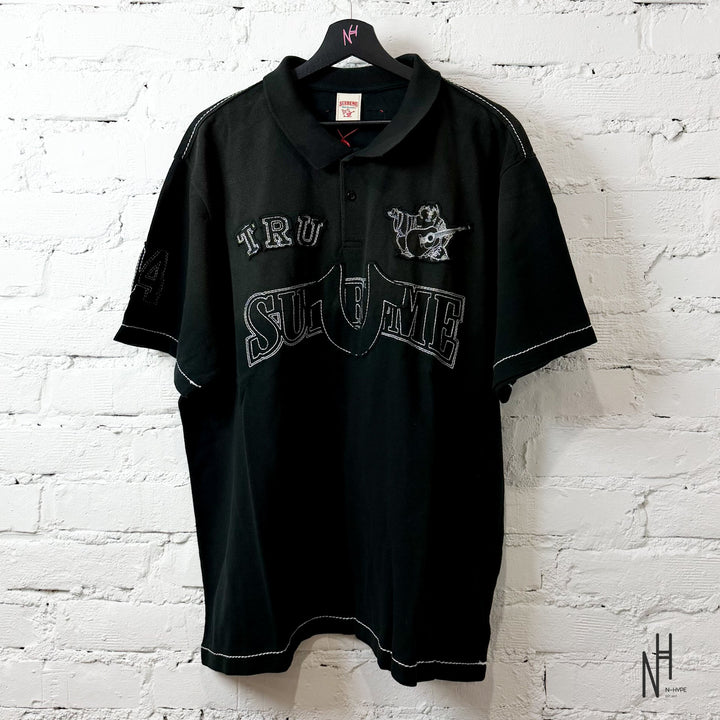 Supreme True Religion Applique Polo czarna koszulka męska N-Hype