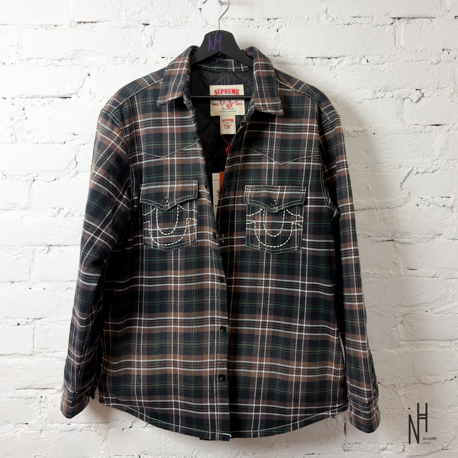 トップス Supreme True Religion Flannel Shirt Supreme True Religion Quilted Lined Plaid Flannel Shirt Brown