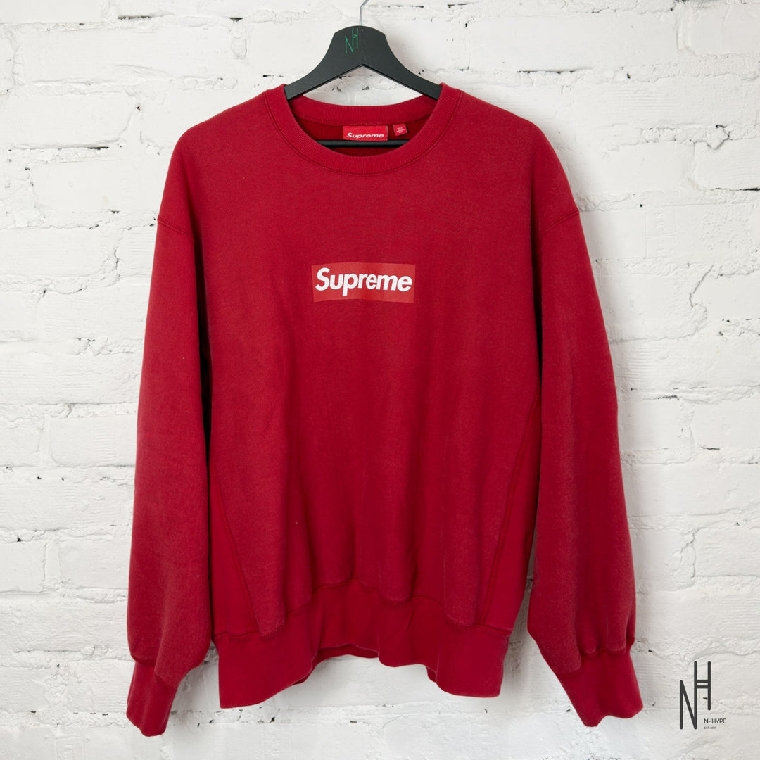 Supreme Washed Box Logo Crewneck Red sweatshirt N-Hype.
