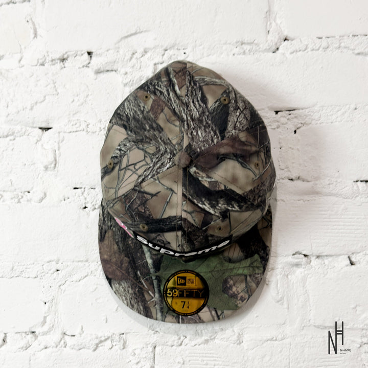 Supreme x New Era Breast Cancer Awareness Box Logo Fitted Hat Woodland Camo N-Hype streetwear cap.