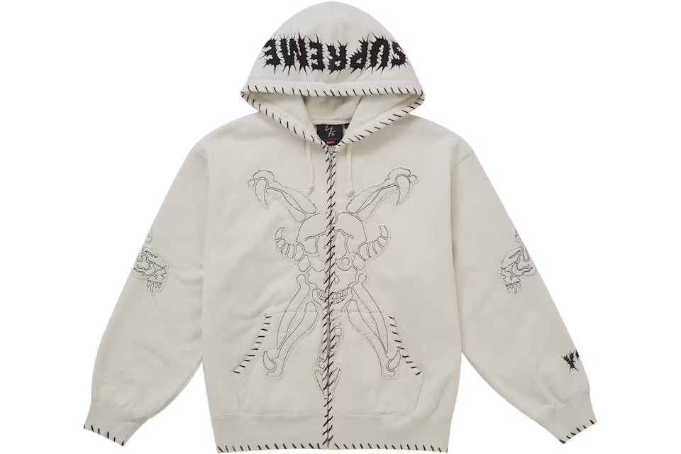 Supreme Y's by Yohji Yamamoto Zip Up Hooded Sweatshirt Natural N-Hype streetwear.