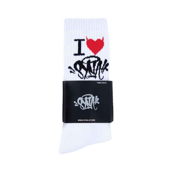 SynaWorld Socks 2 Pack I LOVE SYNA białe skarpety streetwearowe N-Hype
