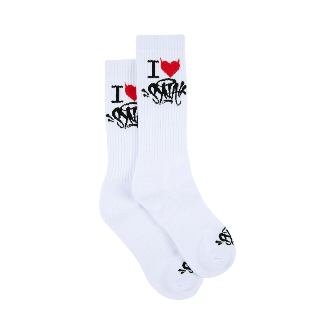 SynaWorld Socks 2 Pack I LOVE SYNA - WHITE N-Hype streetwear skarpetki sneakers białe z nadrukiem "I LOVE SYNA