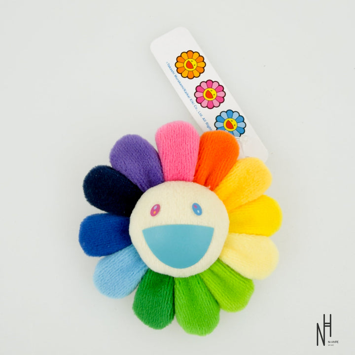 Takashi Murakami Plush Flower Pin Keychain Rainbow & White N-Hype streetwear accessories