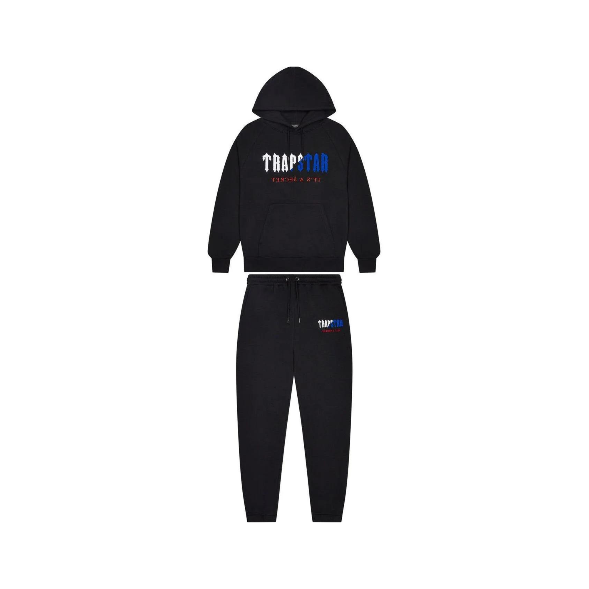 Trapstar Decoded Chenille Hooded Tracksuit Black/Blue/Red