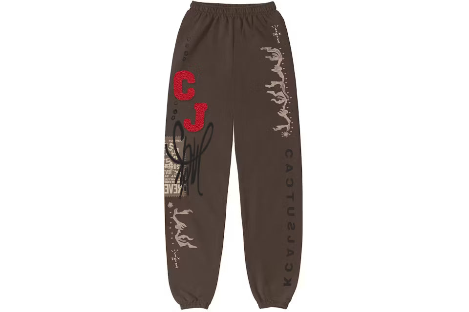Travis Scott CJ Flare Sweatpants Brown N-Hype streetwear brand jogging pants.