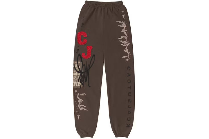 Travis Scott CJ Flare Sweatpants Brown N-Hype streetwear brand jogging pants.
