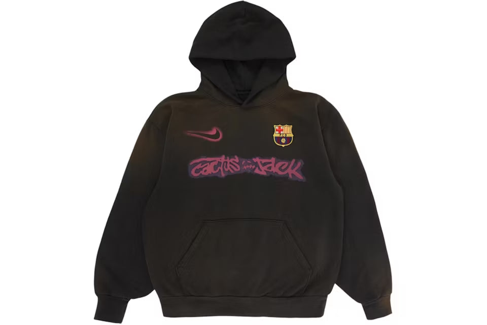 Travis Scott x Nike x FC Barcelona Spray Logo Hoodie Black N-Hype streetwear buty.