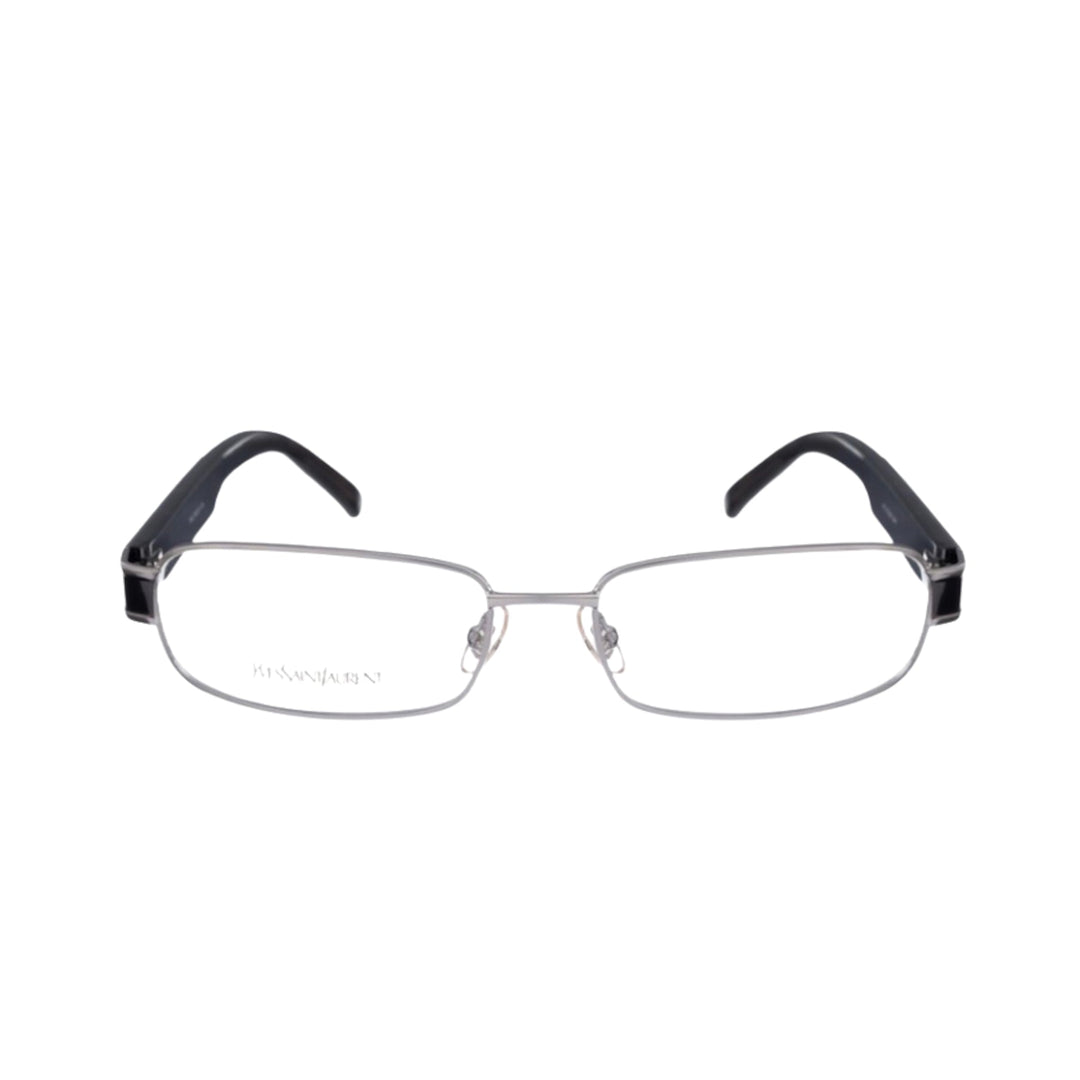 Yves Saint Laurent 90s Black Plastic Glasses z chromowanymi elementami