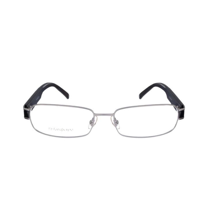 Yves Saint Laurent 90s Black Plastic Glasses z chromowanymi elementami