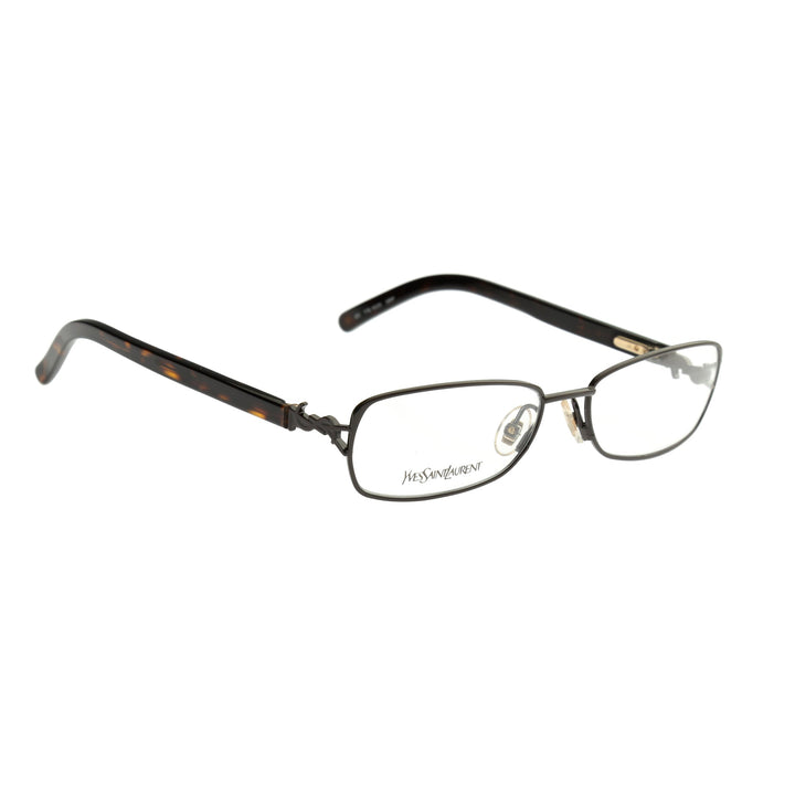 Yves Saint Laurent 90s Havana Brown Signature profil z logo na zauszniku